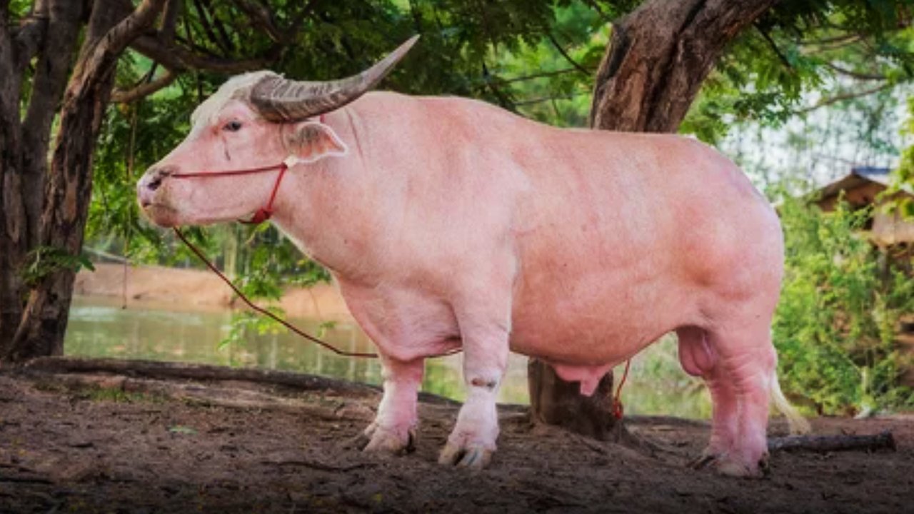 Pink Buffaloes, Paddy fields, Bali: localhi